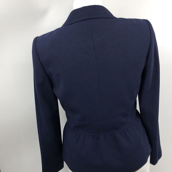 Liz Claiborne navy blue leaf print fitted blazer - Picture 5 of 6